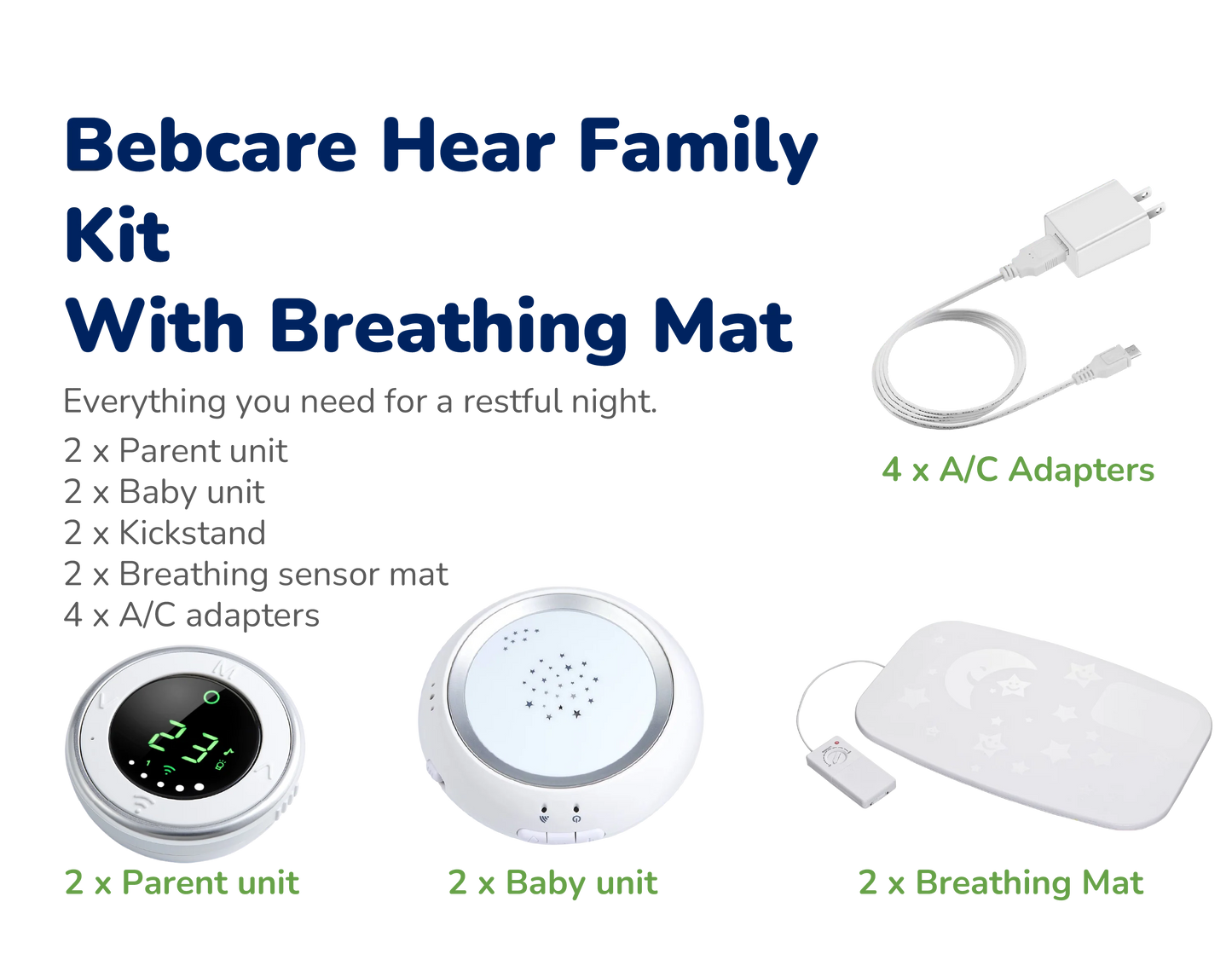 Bebcare Hear Digital Audio Baby Monitor Family Kit Two Units Ultra-Clear