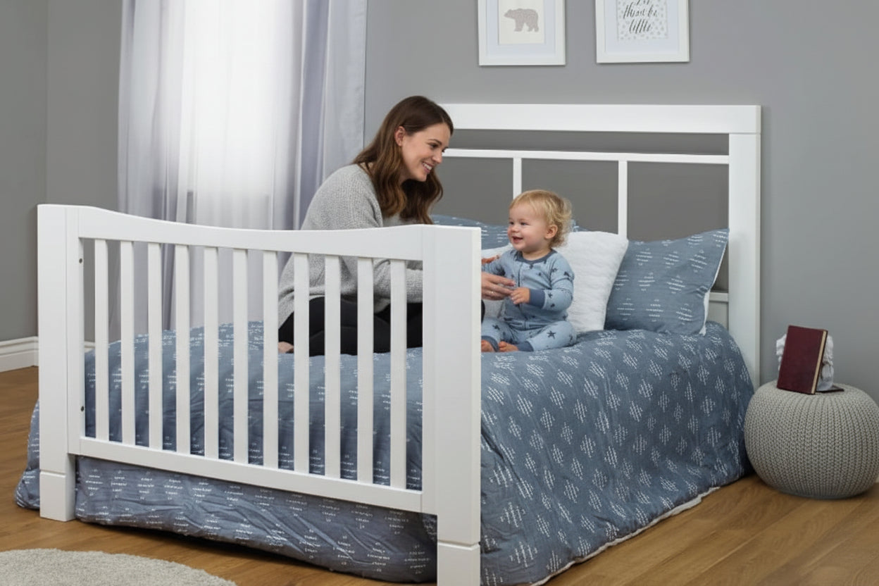 Orbelle Crystal Full Size Convertible Baby Crib with Trundle White or White Gray Nursery Bed
