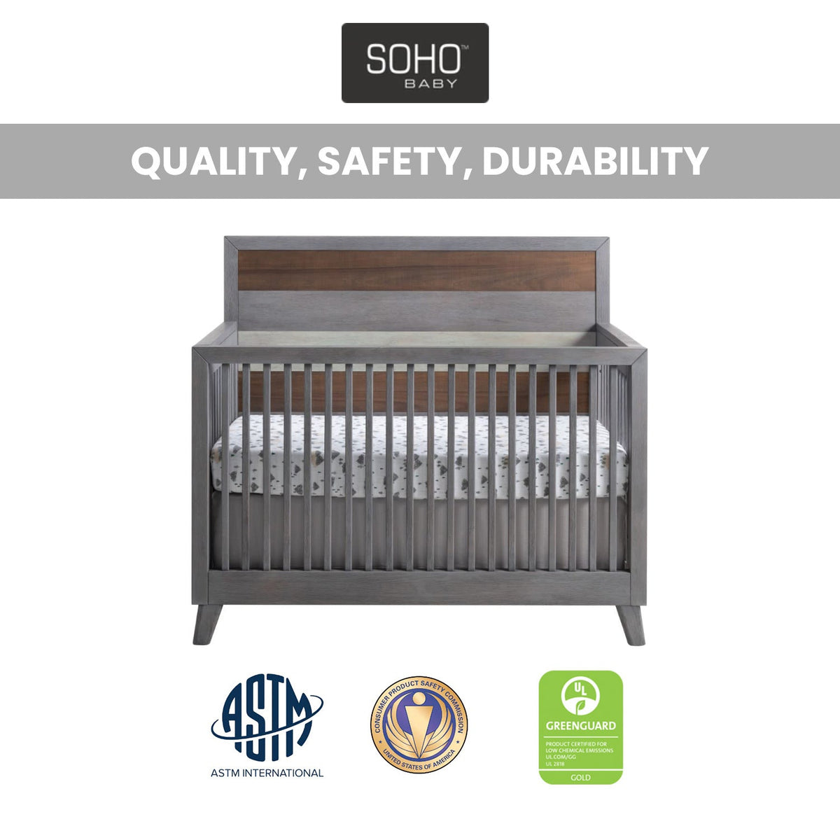 Soho Baby Cascade 4-in-1 Convertible Crib