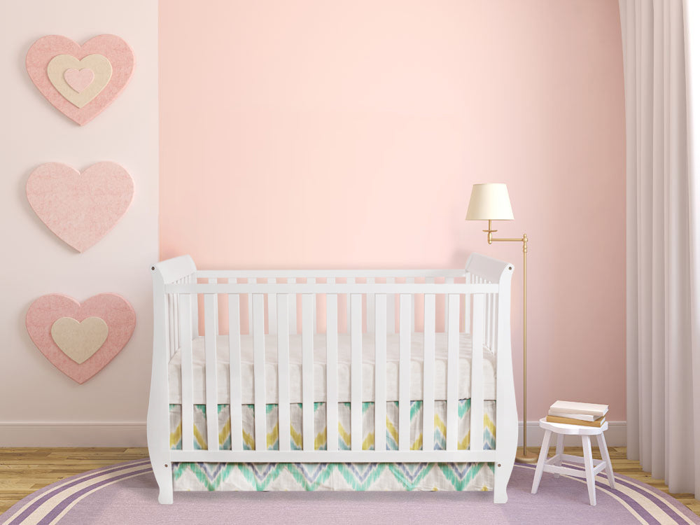 Naomi Solid Wood 4-in-1 Convertible Baby Crib with Toddler Rail & Included Mattress