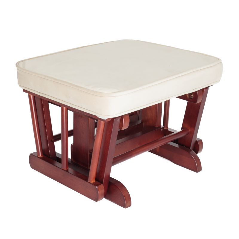 Sleigh Glider Chair w/ Ottoman Cherry w/ Dark Beige Cushion