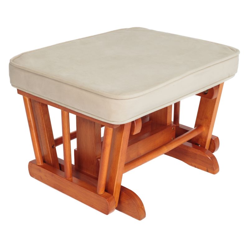 Sleigh Glider Chair w/ Ottoman Pecan w/ Dark Beige Cushion