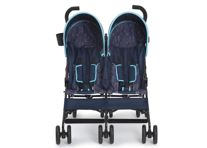 LX Lightweight Side-by-Side Double Baby Stroller with Recline and Canopy
