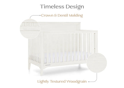Kendall 6 In 1 Convertible Baby Crib with Classic Molding and Adjustable Mattress Height