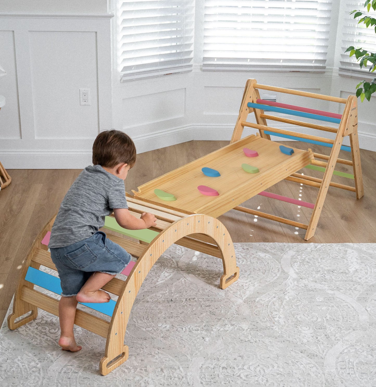 Hazel | Pikler Triangle, Slide & Rocker Set - Natural