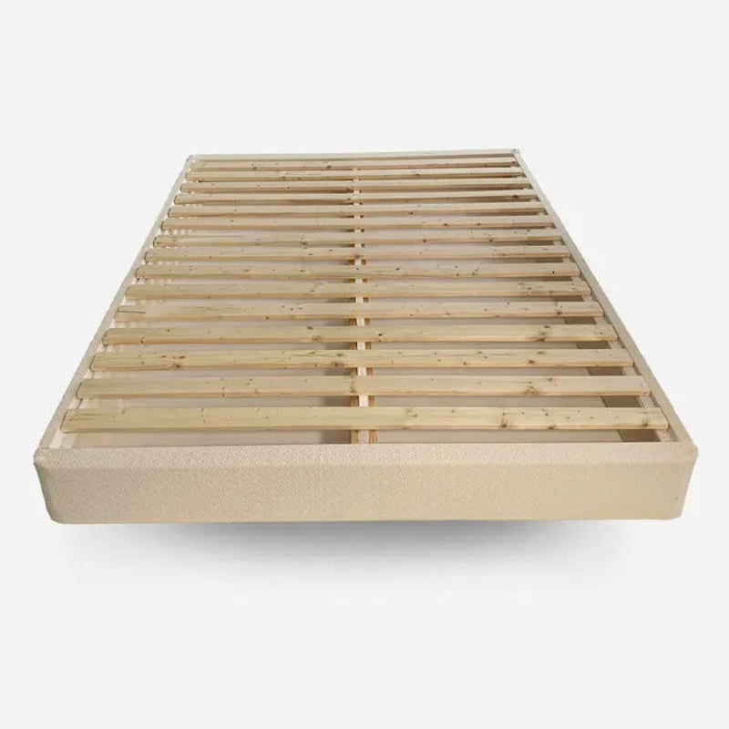 Wooden bed frame on a white background