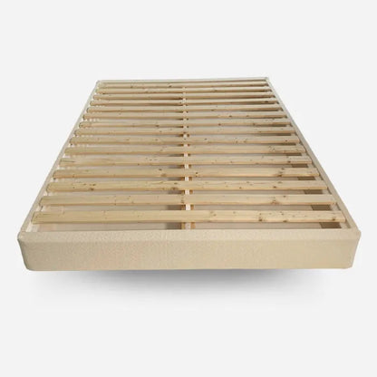 Wooden bed frame on a white background