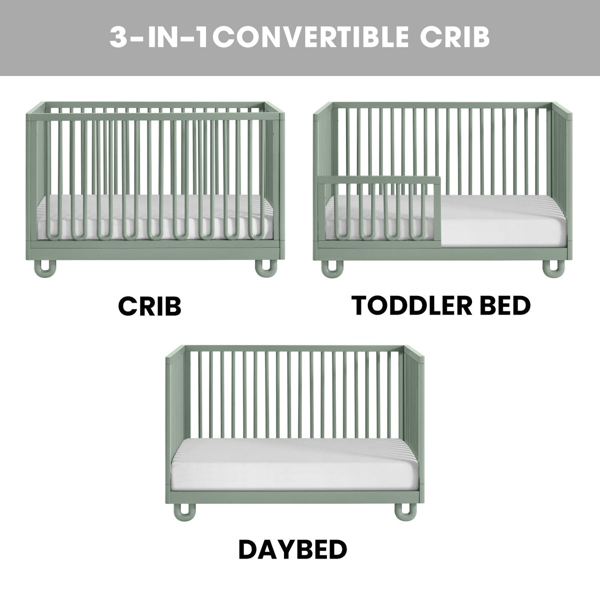 Soho Baby Meridian 3-in-1 Convertible Crib with Arched Slats