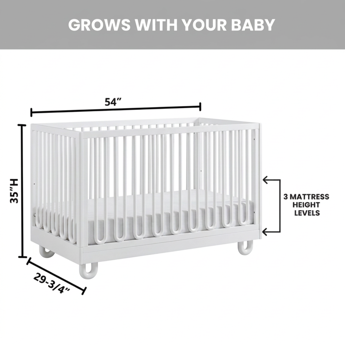 Soho Baby Meridian 3-in-1 Convertible Crib with Arched Slats