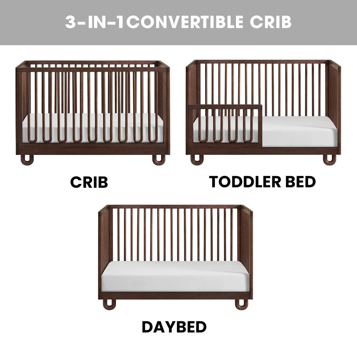 Soho Baby Meridian 3-in-1 Convertible Crib with Arched Slats