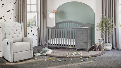 Kali II Nursery 4-in-1 Convertible Crib with Built-In Changer & Storage Drawer
