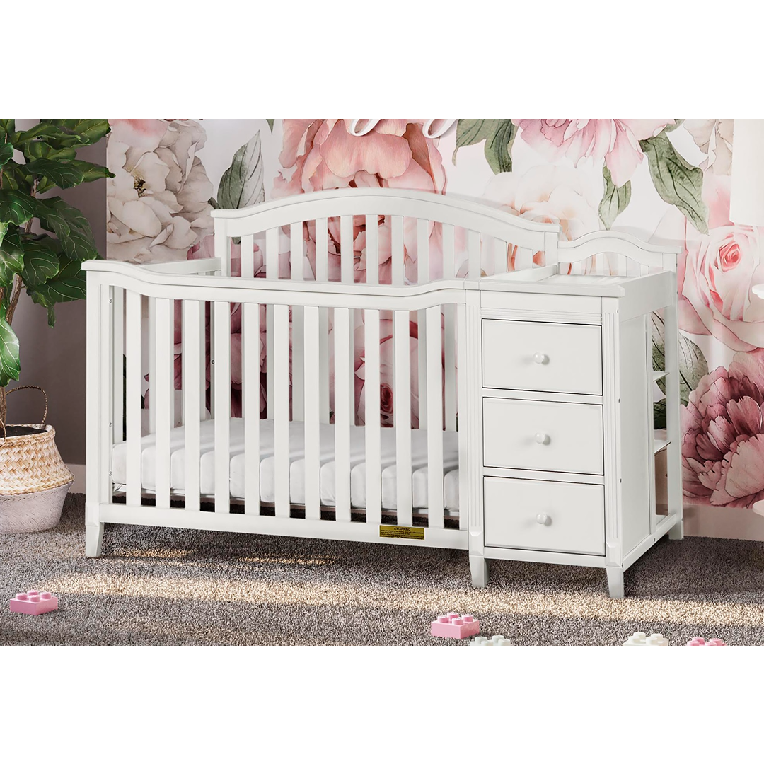 Kali II Nursery 4-in-1 Convertible Crib with Built-In Changer & Storage Drawer