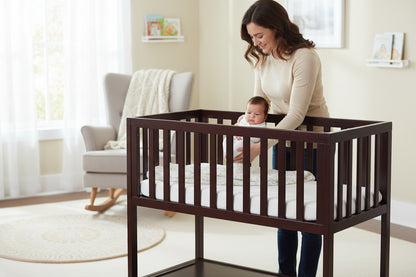 Mila Portable Wooden Baby Bassinet with Wheels and Storage Shelf