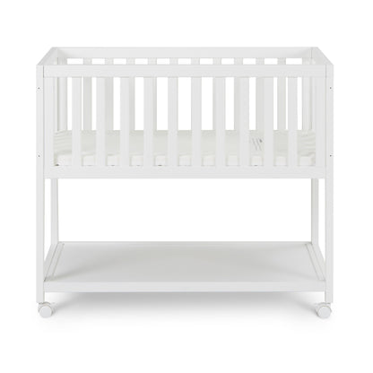 Mila Portable Wooden Baby Bassinet with Wheels and Storage Shelf