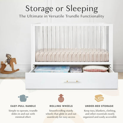 HushCrib 4-in-1 Classic Convertible Baby Crib with Storage Trundle