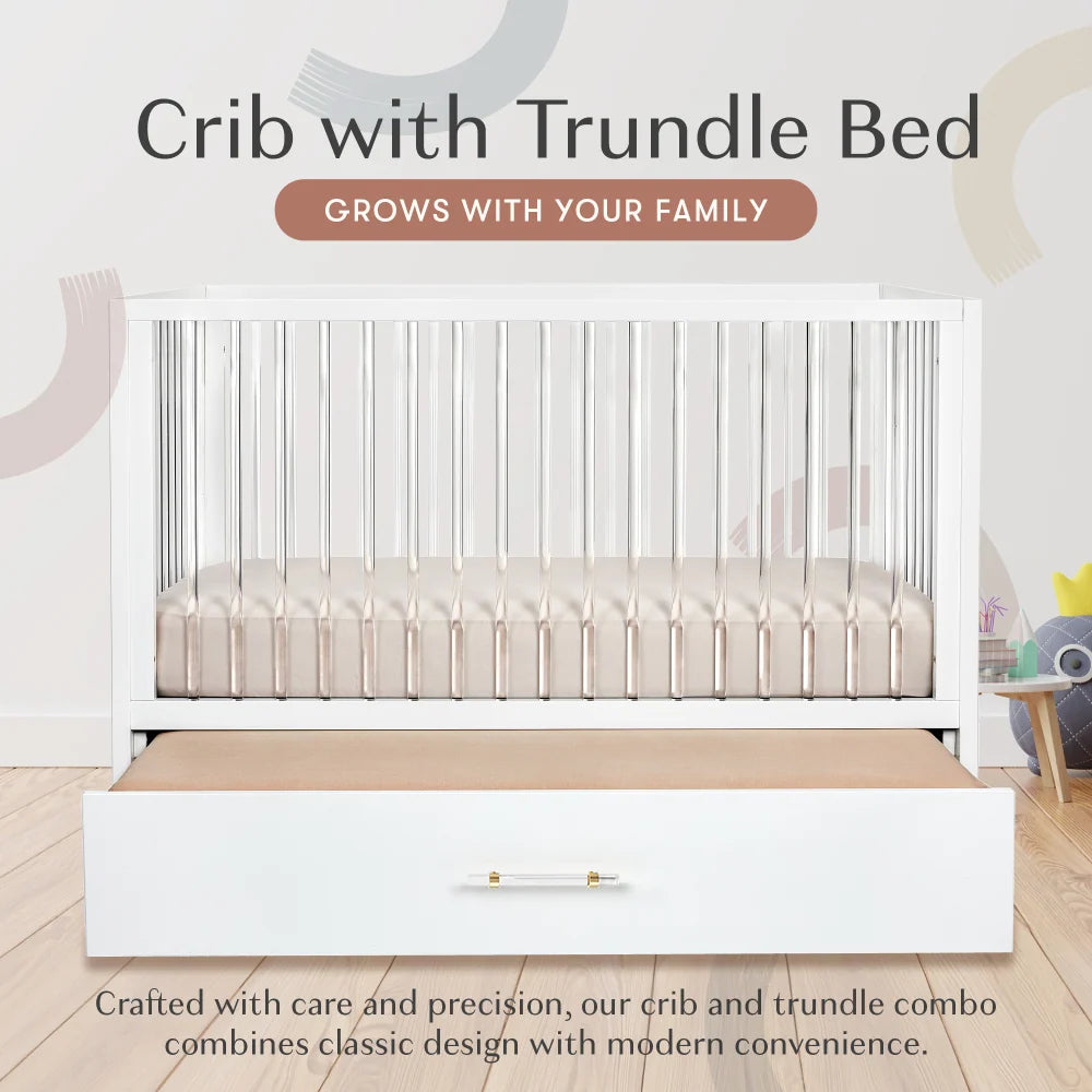 HushCrib 4-in-1 Classic Convertible Baby Crib with Storage Trundle