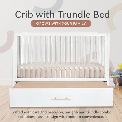 HushCrib 4-in-1 Classic Convertible Baby Crib with Storage Trundle