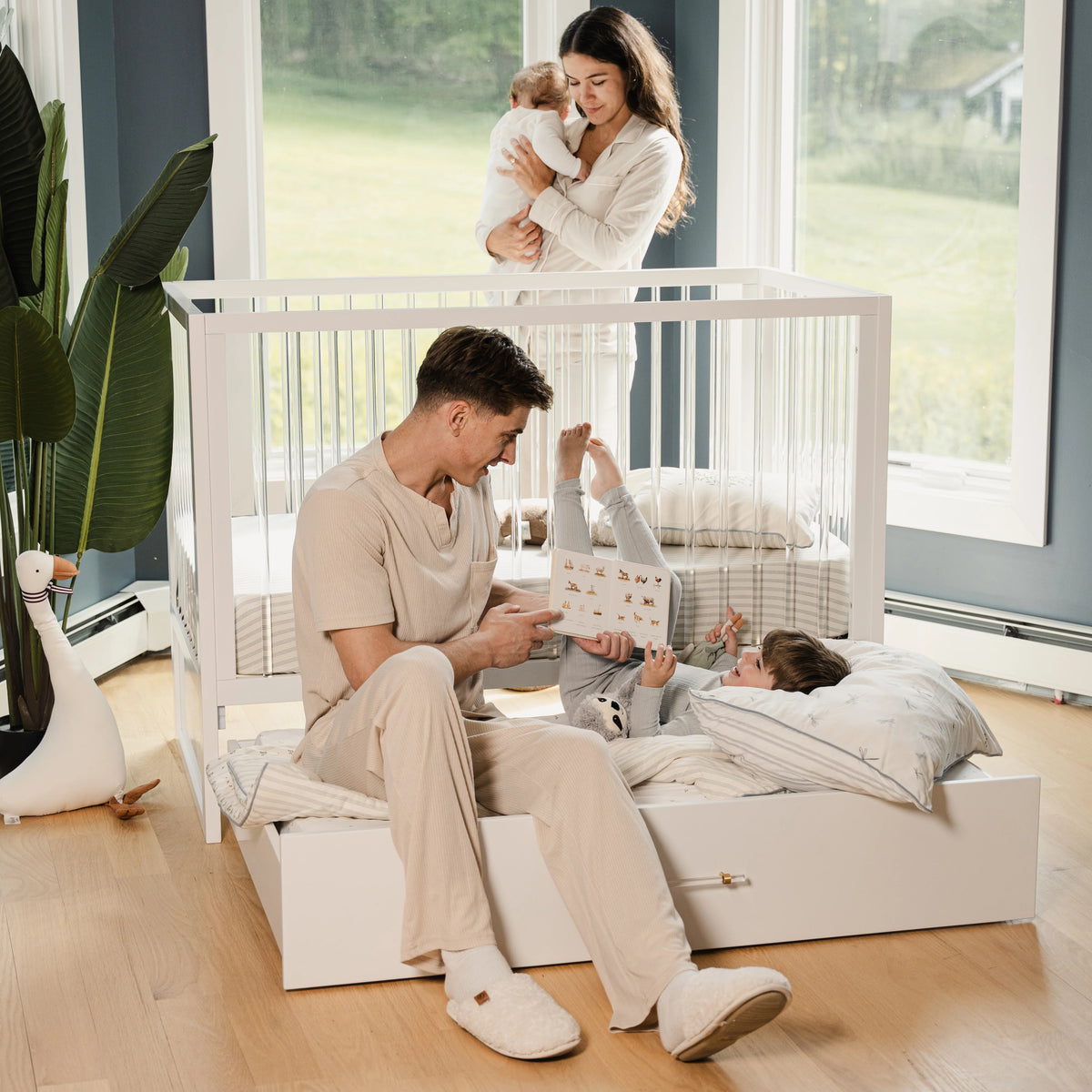 HushCrib 4-in-1 Classic Convertible Baby Crib with Storage Trundle