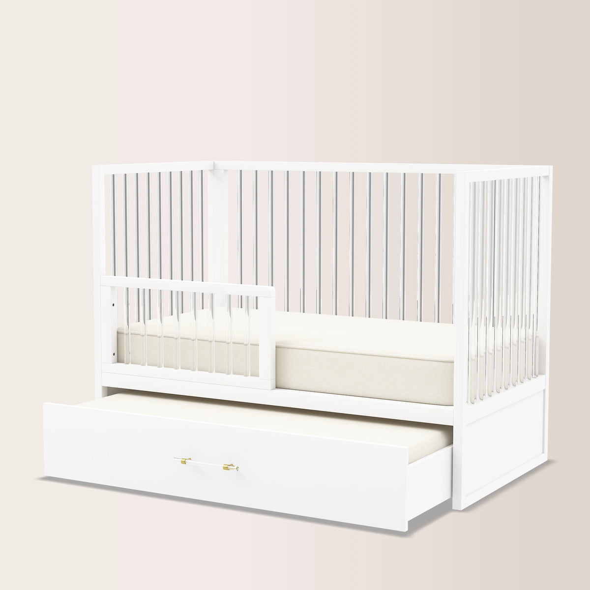 HushCrib 4-in-1 Classic Convertible Baby Crib with Storage Trundle