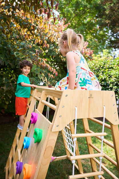 Magnolia 7-in-1 Real Wood Playset | Indoor & Outdoor Climbing Gym for Kids