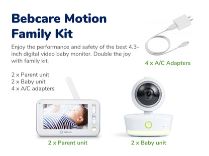 Bebcare Motion Digital Video Baby Monitor Family Kit Two Cameras HD