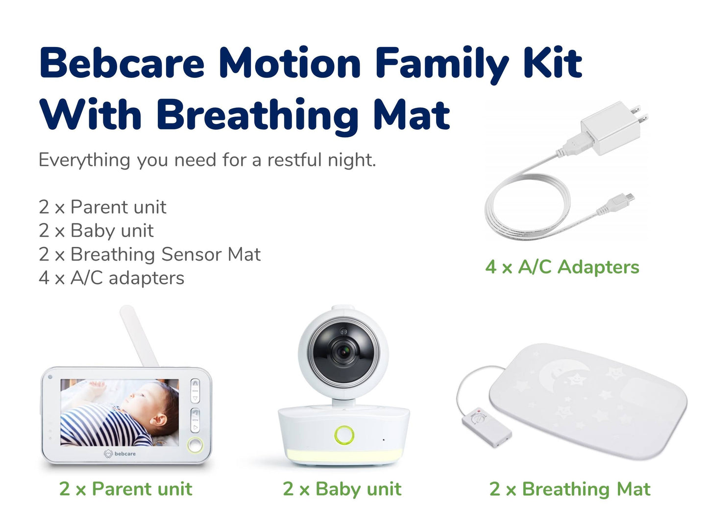 Bebcare Motion Digital Video Baby Monitor Family Kit Two Cameras HD