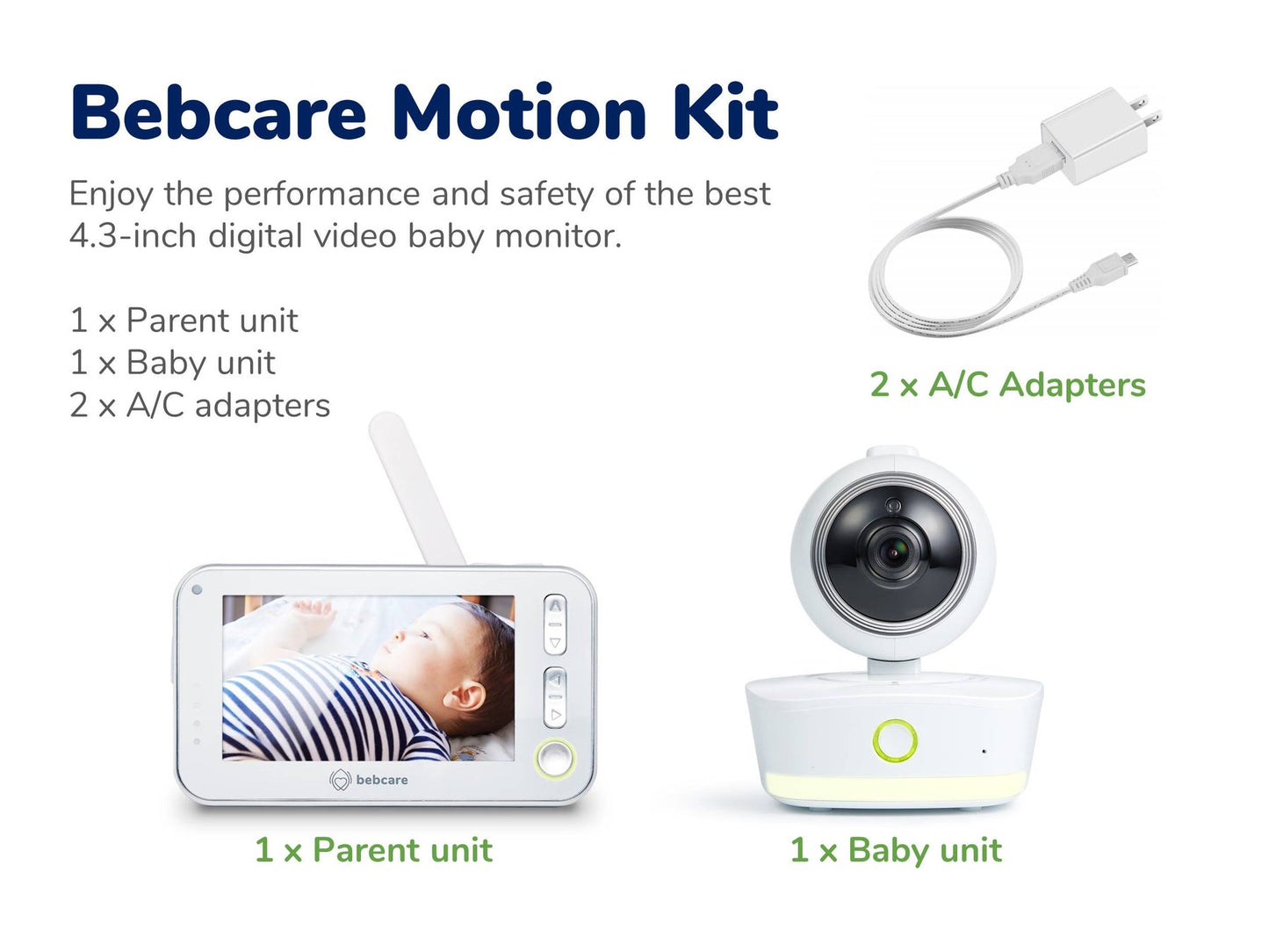 Bebcare Motion Baby Monitor and Bebcare IQ Camera Gift Set for Ultimate Baby Monitoring HD Night Vision Two-Way Audio