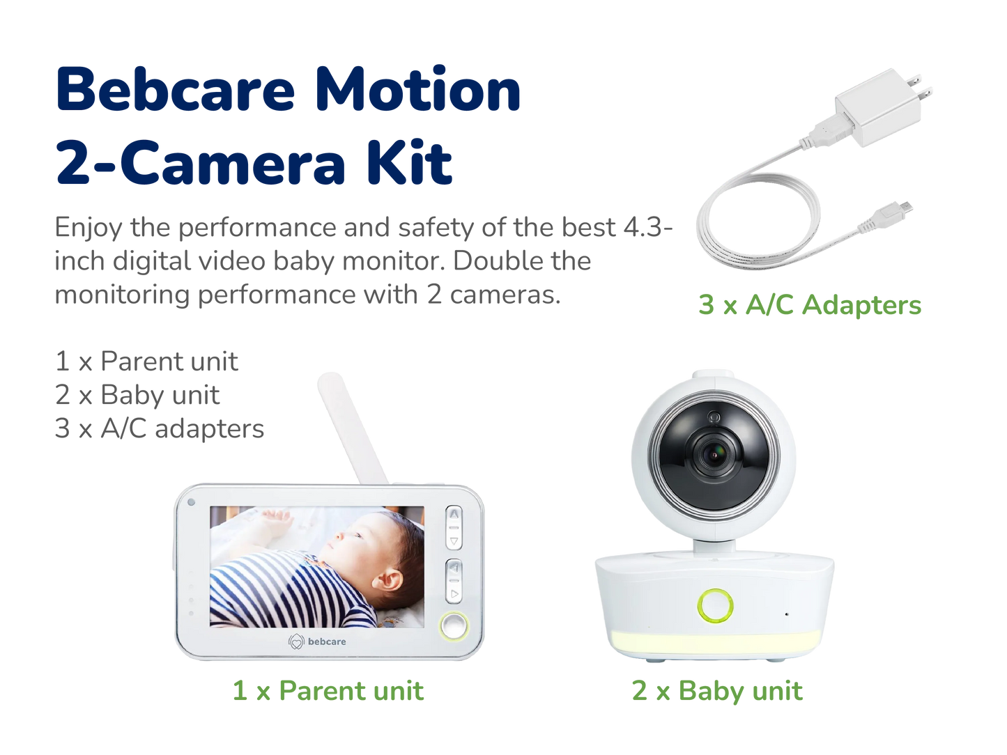 Bebcare Motion Twin Camera Baby Monitor with Free Portable Night Light