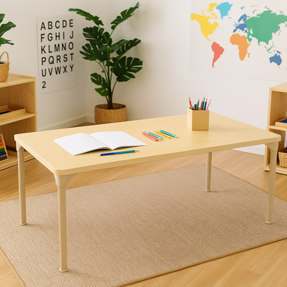 Rectangular Adjustable Kids Table – 13" to 17" Height | Toddler & Preschool Classroom Activity Table