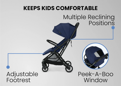 Icon Ultra Compact Lightweight Travel Stroller with One Hand Fold and Recline