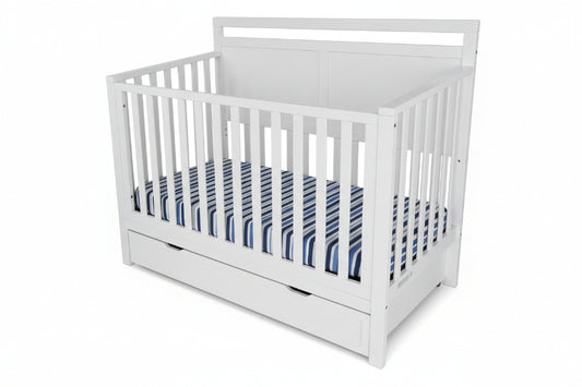Orbelle Gabby Full Size Baby Crib White Solid Wood Convertible Nursery Crib