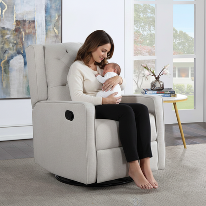 Ava Nursery Swivel Glider Recliner with Manual Reclining Comfort