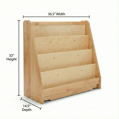 Wooden Classroom Bookshelf – 4 Tier Front-Facing Display | 32" H x 36.5" W x 14.5" D