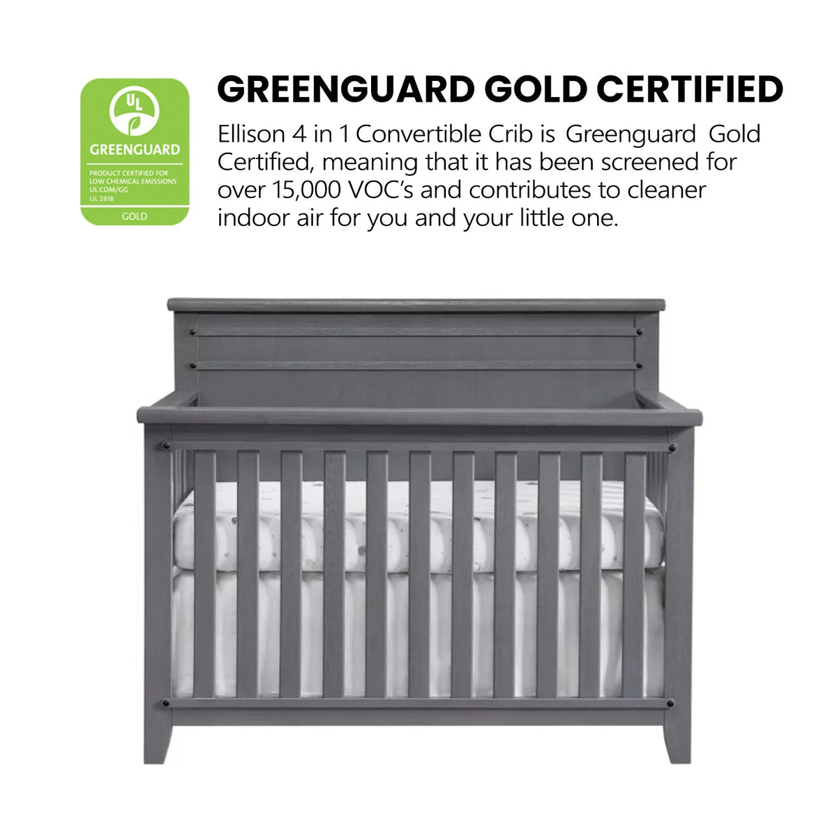 Soho Baby Ellison 4-in-1 Convertible Crib with GREENGUARD Gold Certification
