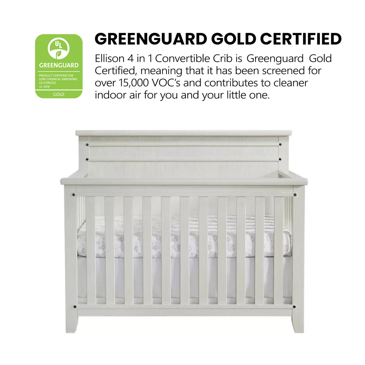 Soho Baby Ellison 4-in-1 Convertible Crib with GREENGUARD Gold Certification