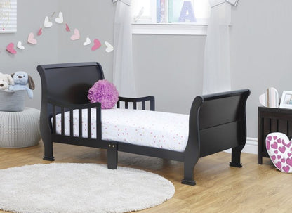 Orbelle Classic Solid Wood Sleigh Toddler Bed With Safety Rails