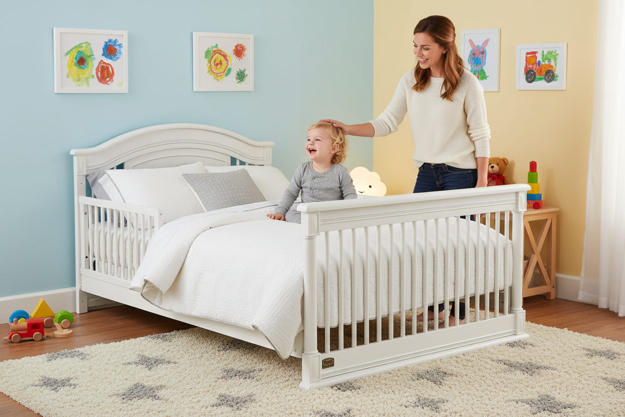 Juliette 6-in-1 Convertible Crib with Guardrail and Full Bed Rails Included