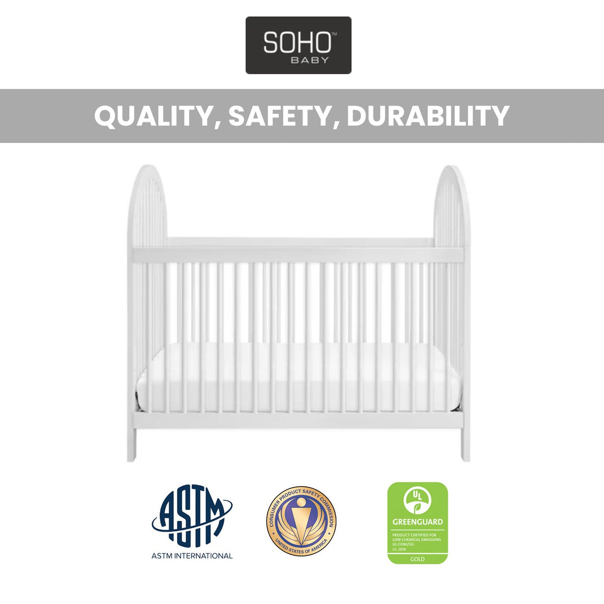 Soho Baby Everlee Island Crib with GREENGUARD Gold Certification