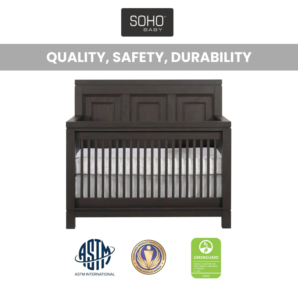 Soho Baby Manchester Classic 4-in-1 Convertible Crib