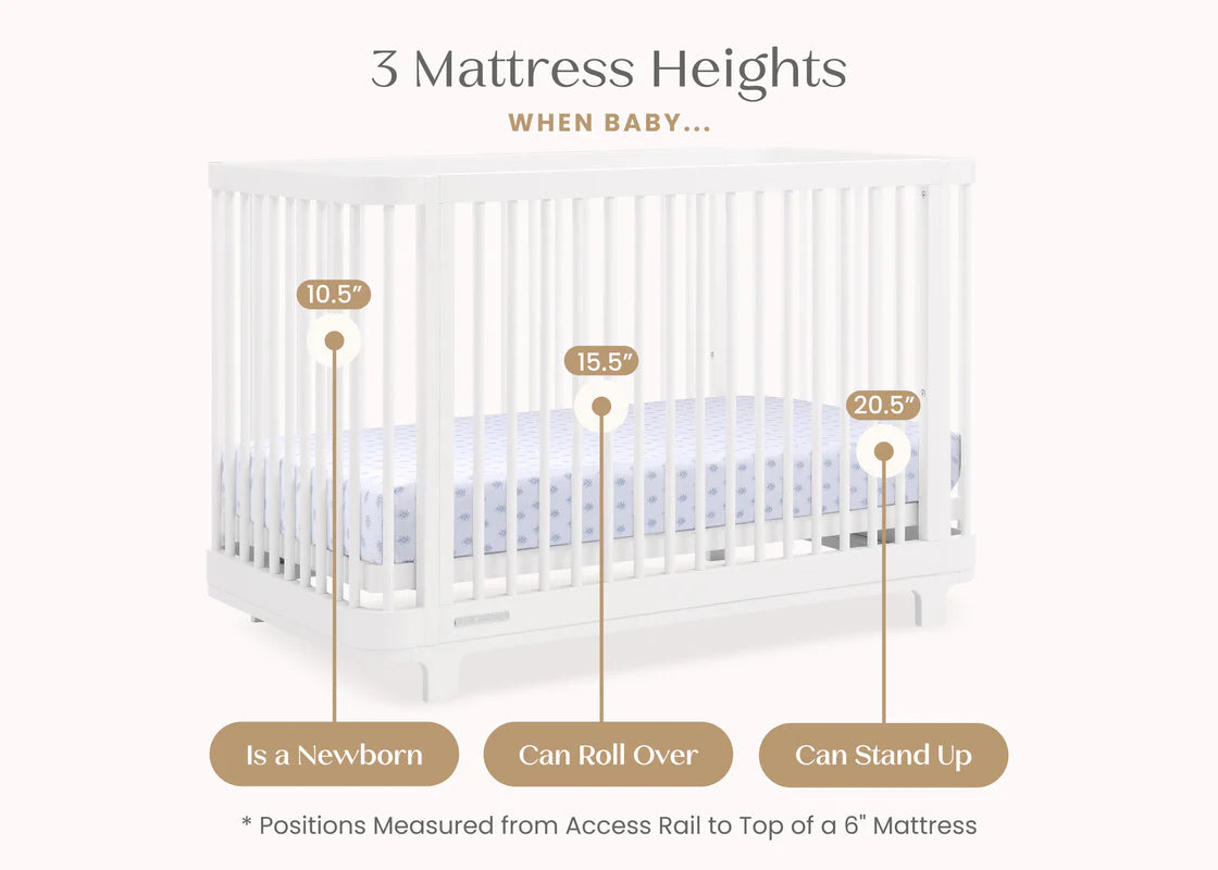 Nest 4 In 1 Convertible Baby Crib with Rounded Design and Adjustable Mattress Height