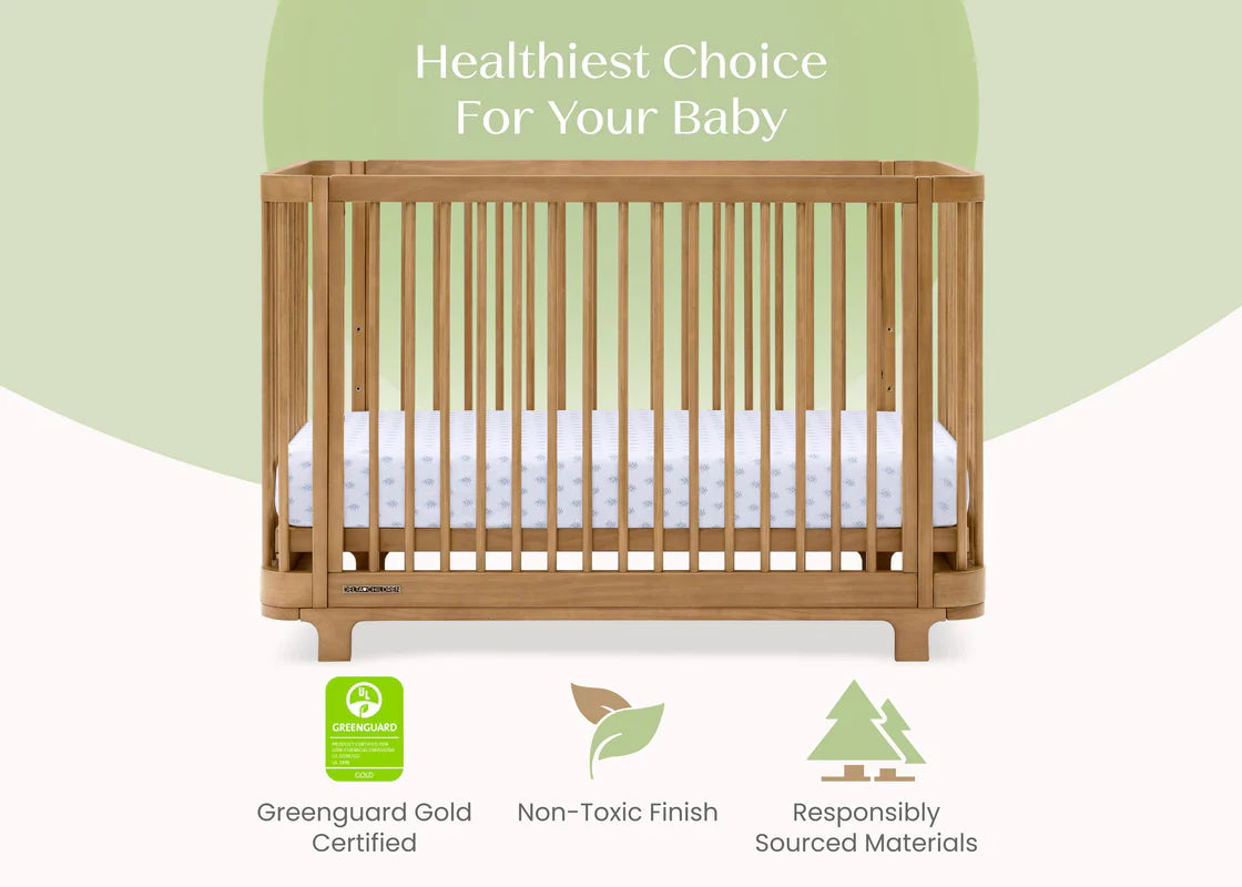 Nest 4 In 1 Convertible Baby Crib with Rounded Design and Adjustable Mattress Height