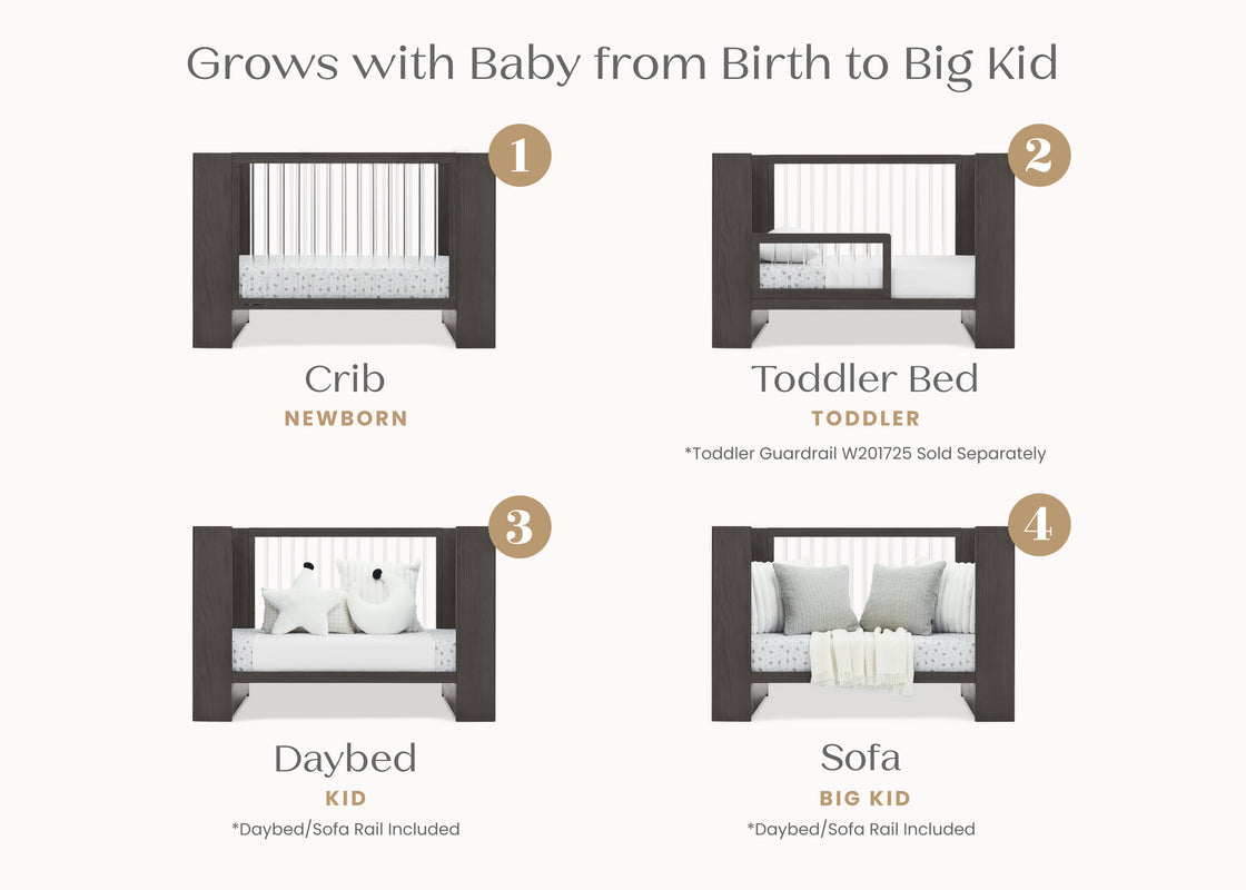 Aerin 4 In 1 Convertible Baby Crib with Adjustable Mattress Height and Modern Nursery Design
