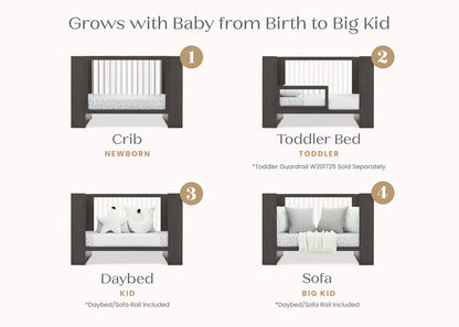 Aerin 4 In 1 Convertible Baby Crib with Adjustable Mattress Height and Modern Nursery Design