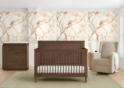 Penelope 6 In 1 Convertible Baby Crib with Scalloped Design and Adjustable Mattress Height