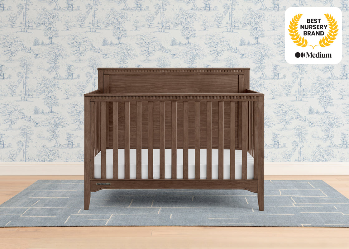 Kendall 6 In 1 Convertible Baby Crib with Classic Molding and Adjustable Mattress Height