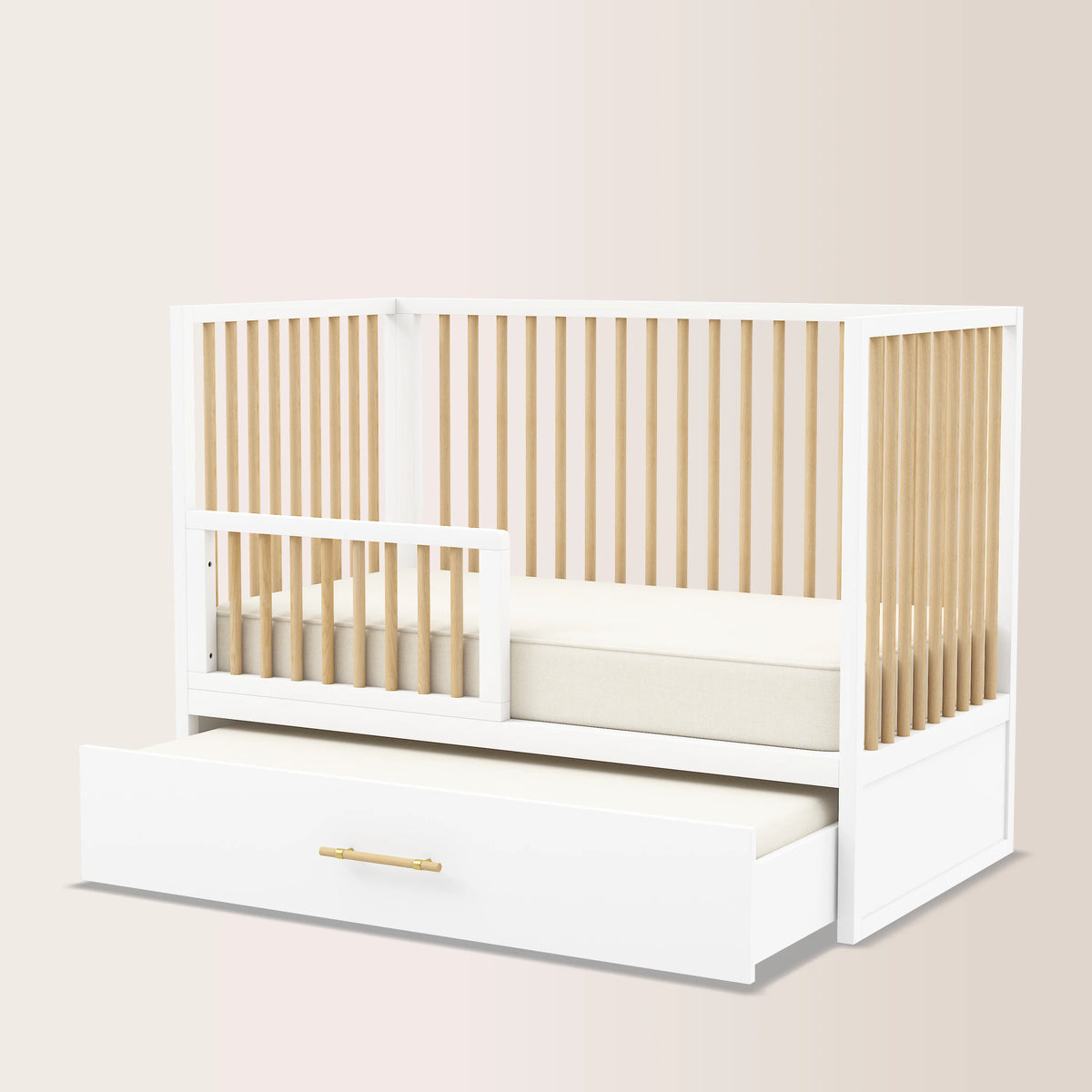 HushCrib 4-in-1 Classic Convertible Baby Crib with Storage Trundle