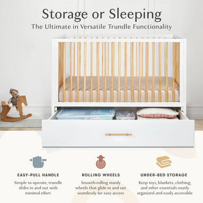 HushCrib 4-in-1 Classic Convertible Baby Crib with Storage Trundle