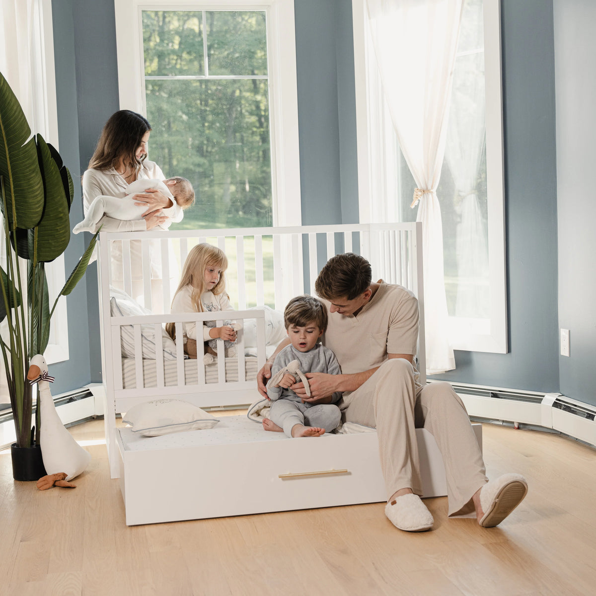 HushCrib 4-in-1 Classic Convertible Baby Crib with Storage Trundle