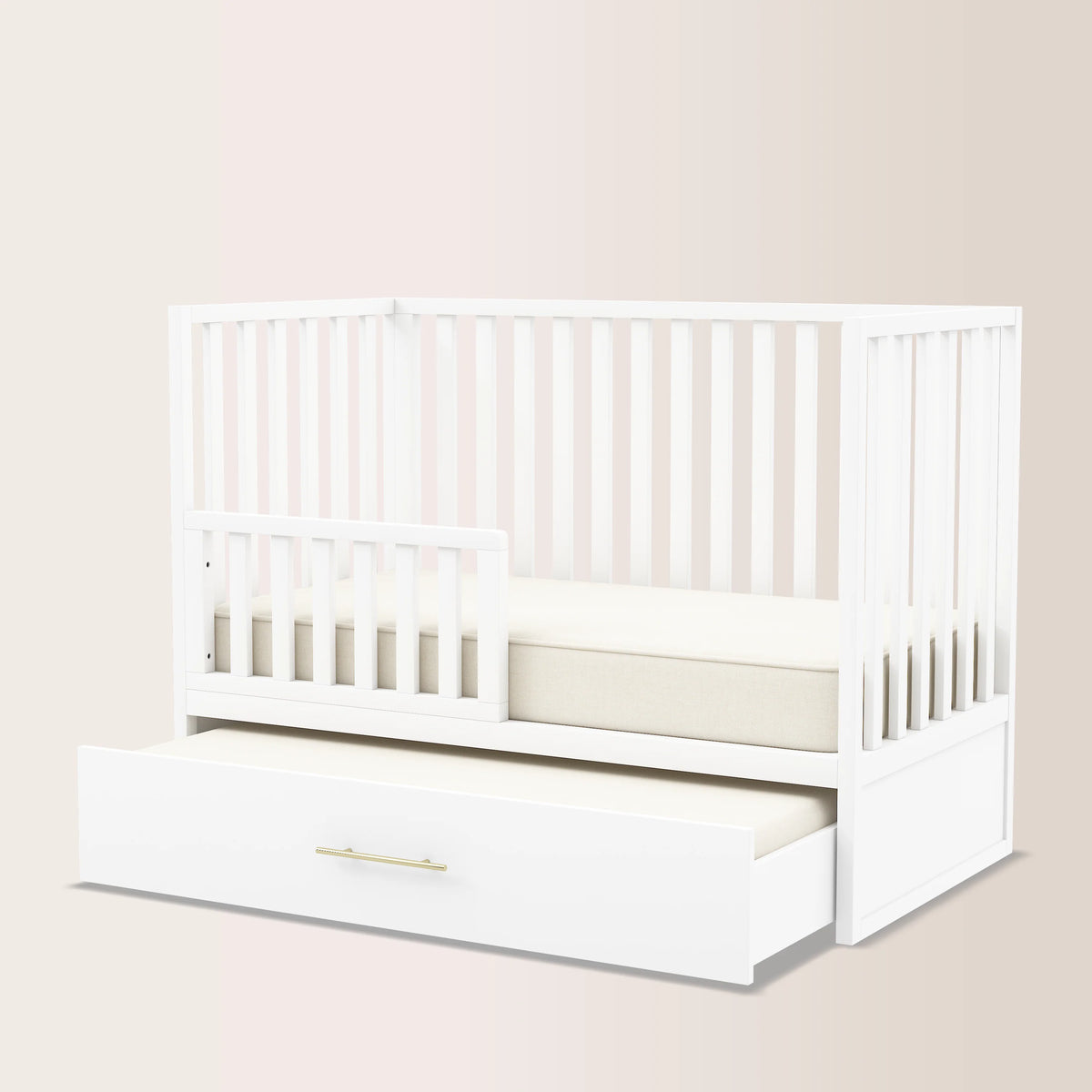 HushCrib 4-in-1 Classic Convertible Baby Crib with Storage Trundle