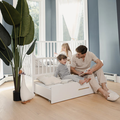 HushCrib 4-in-1 Classic Convertible Baby Crib with Storage Trundle